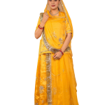 Mango Yellow Aari Sequins Work Rajputi Poshak | Zari Work on Bamber Satin | Jaipurio Designer Collection